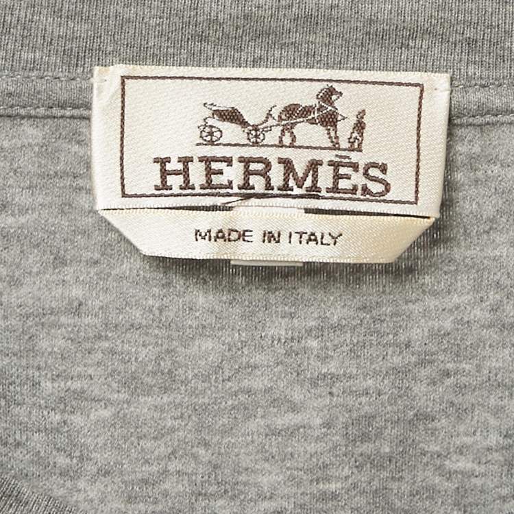 Pre Owned Hermes Grey Jersey Harnais en Gouache 3D T-Shirt XXL