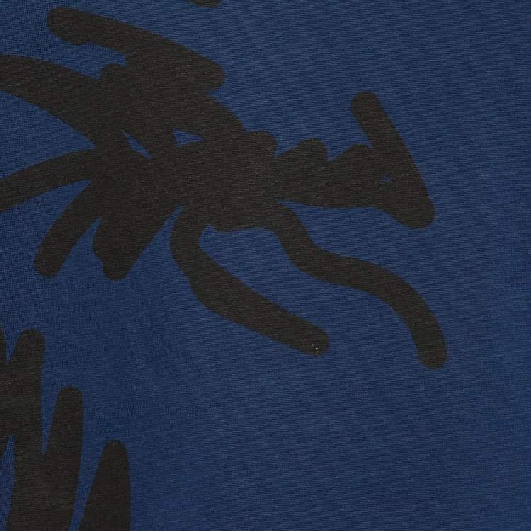Pre Owned Hermes Indigo Blue Dragon Print Cotton Imprime Place T-Shirt XXL  