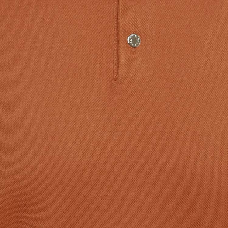 Pre Owned Hermes Orange Cotton Blend Polo T-Shirt XL