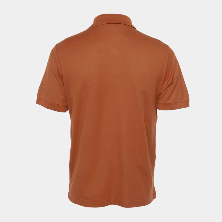 Pre Owned Hermes Orange Cotton Blend Polo T-Shirt XL