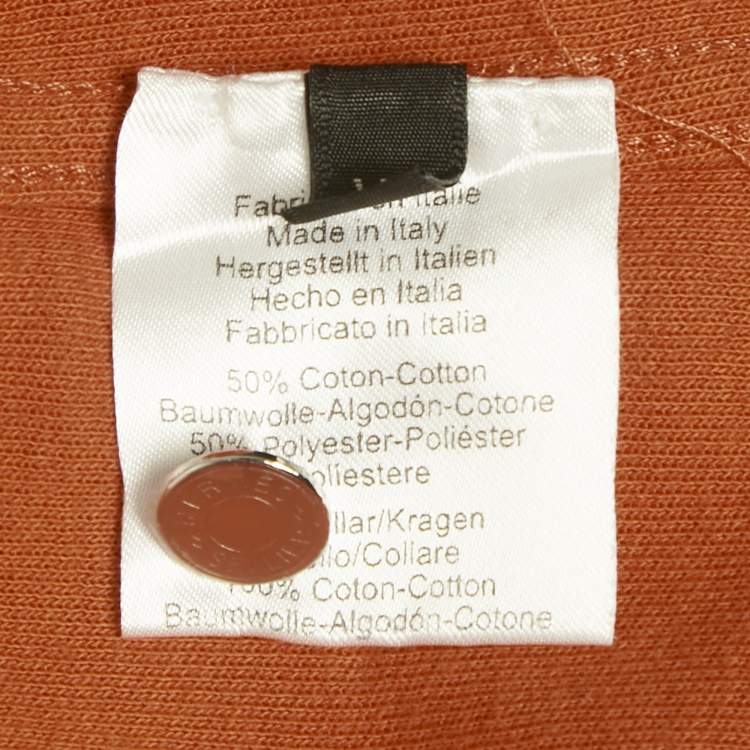 Pre Owned Hermes Orange Cotton Blend Polo T-Shirt XL