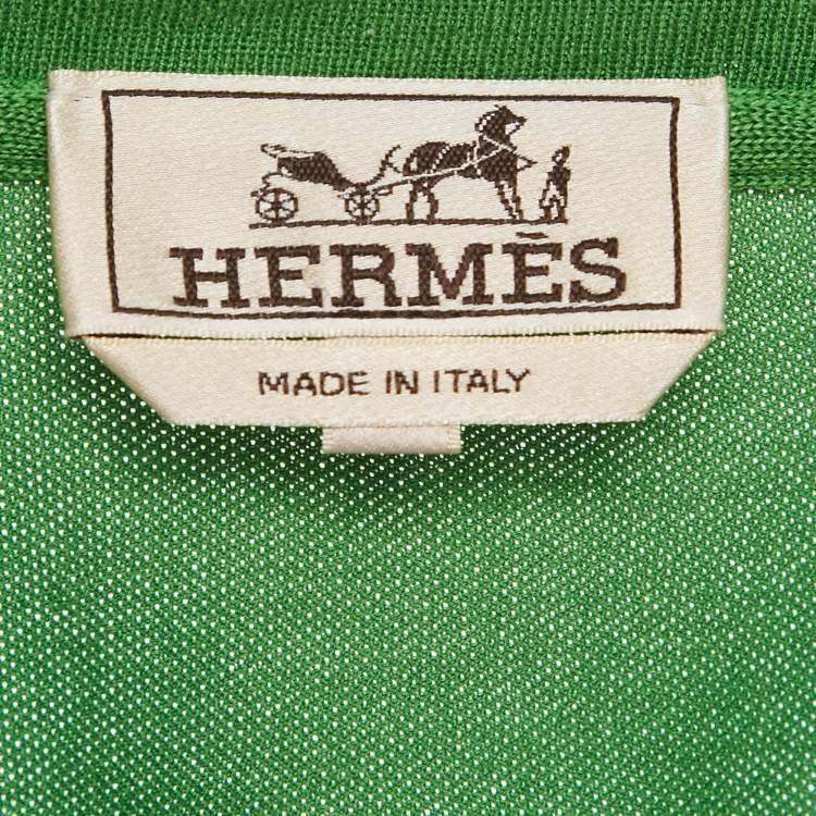 Pre Owned Hermes Green Cotton Pique Crew Neck T-Shirt M