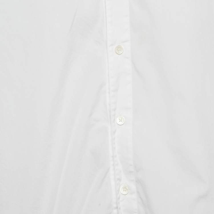 Pre Owned Hermes White Cotton Collarless Shirt L