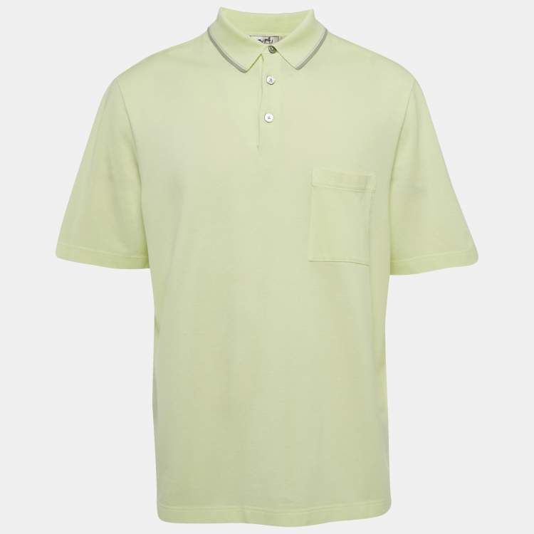 Pre Owned Hermès Lime Green Cotton Pique Polo T-Shirt XXL