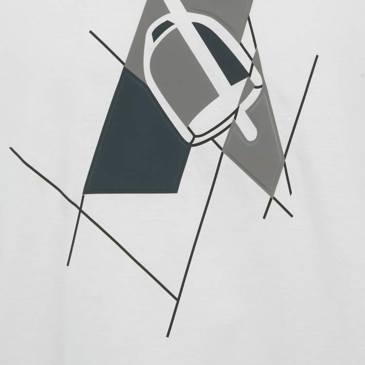 Pre Owned Hermes White Printed Jersey T-Shirt XL