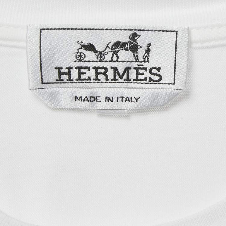 Pre Owned Hermes White Printed Jersey T-Shirt XL
