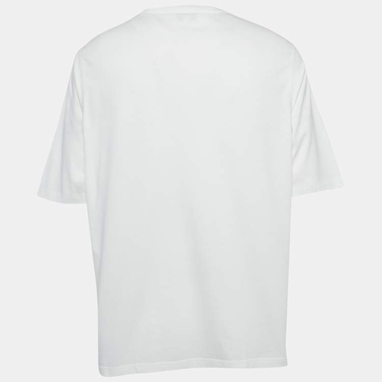 Pre Owned Hermes White Printed Jersey T-Shirt XL