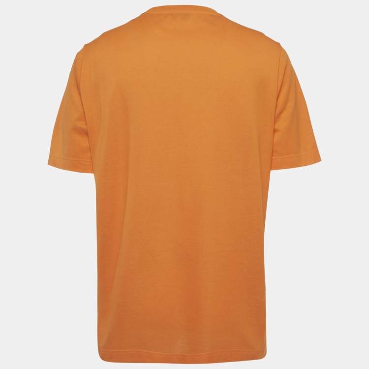 Pre Owned Hermès Orange Cotton Pique Crew Neck T-Shirt XXL