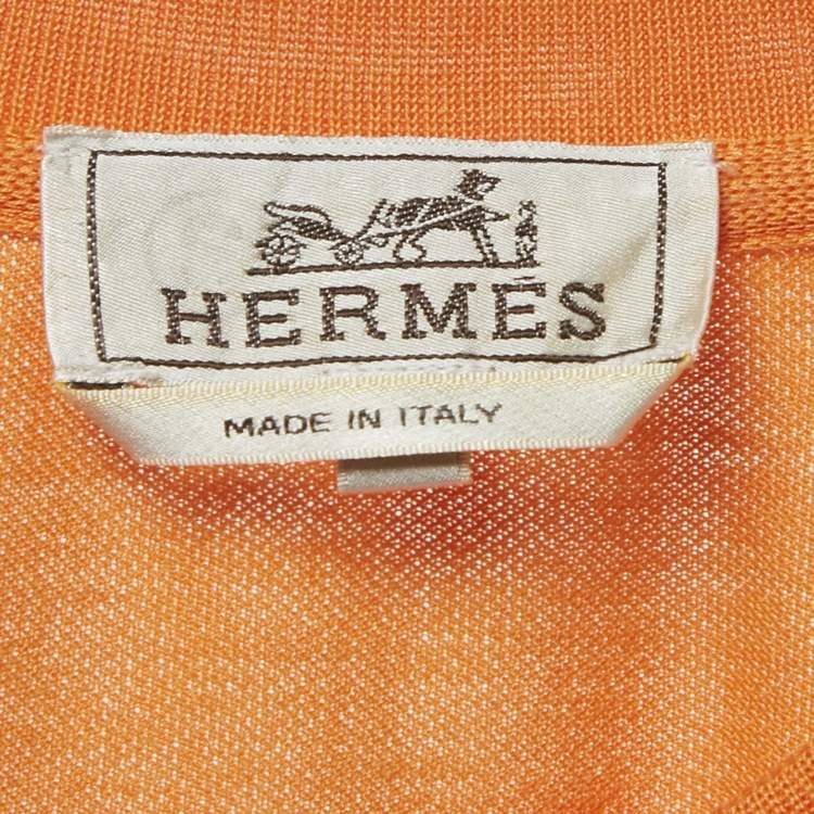 Pre Owned Hermès Orange Cotton Pique Crew Neck T-Shirt XXL