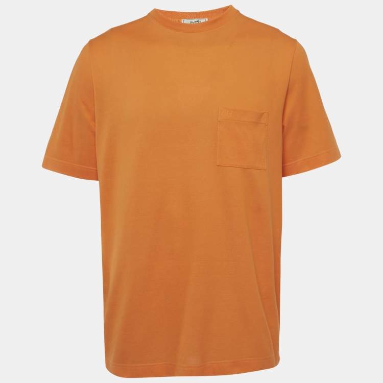 Pre Owned Hermès Orange Cotton Pique Crew Neck T-Shirt XXL