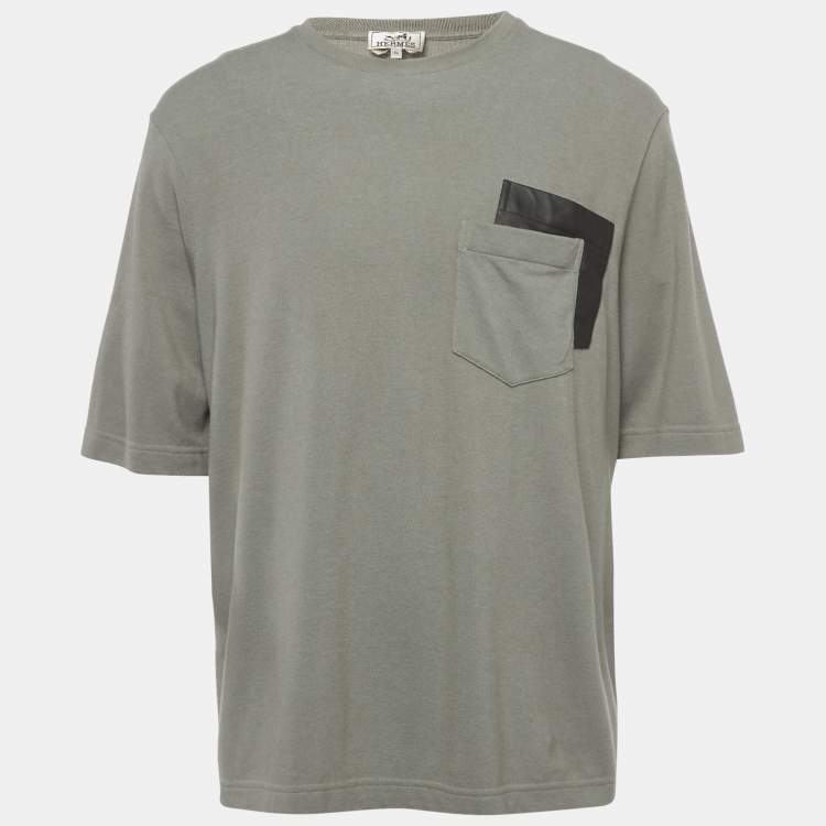 Pre Owned Hermes Grey Cotton Pique Crew Neck T-Shirt XL