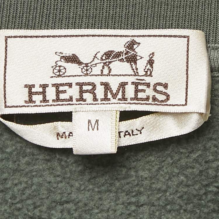 Pre Owned Hermes Green Cotton Run H Crewneck Sweatshirt & Joggers Set M