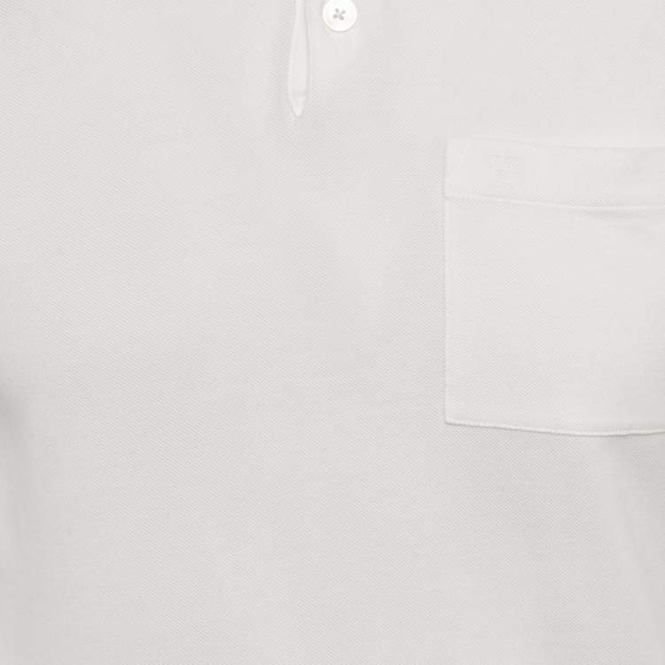 Pre Owned Hermes White Cotton Pique Polo T-Shirt XS