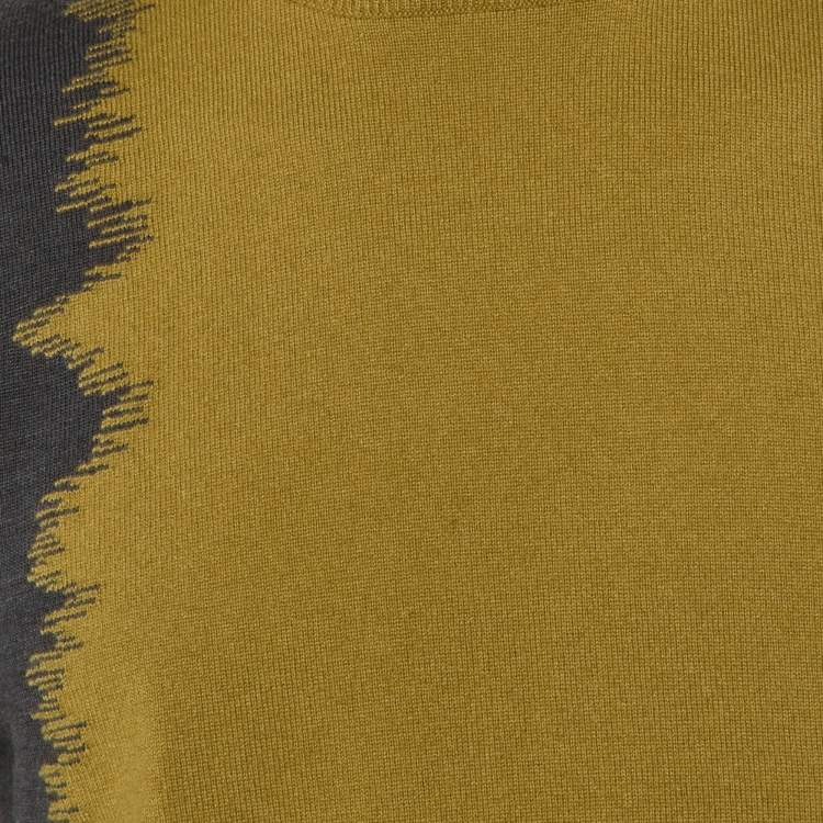 Pre Owned Hermes Yellow/Grey Cashmere Wool Knit Turtleneck Sweater S