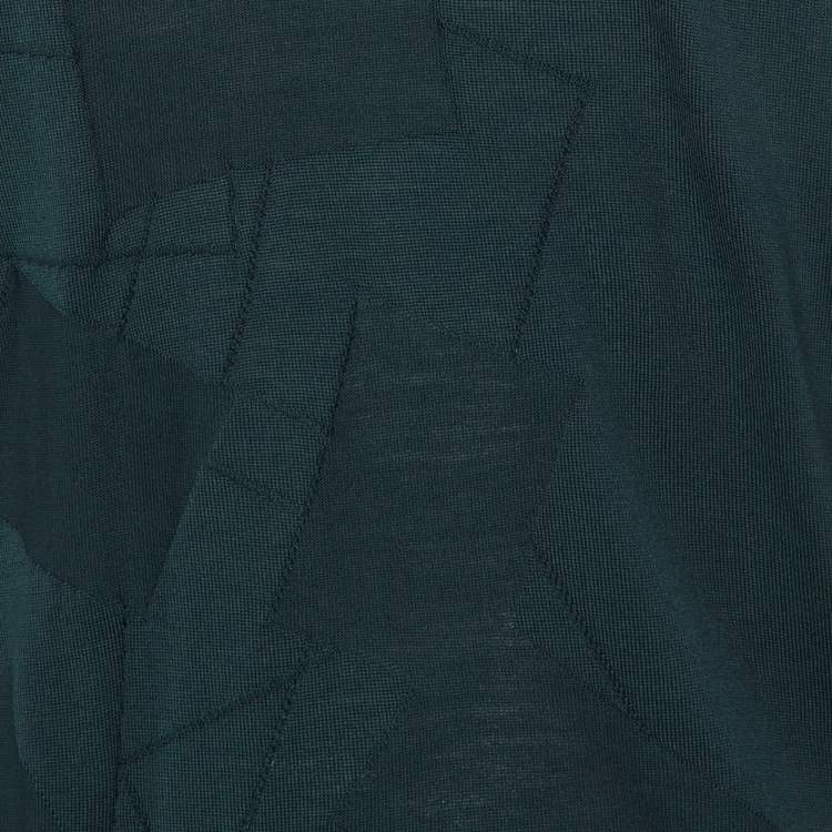 Pre Owned Hermes Green Square Motif Wool Knit Crew Neck Sweater M