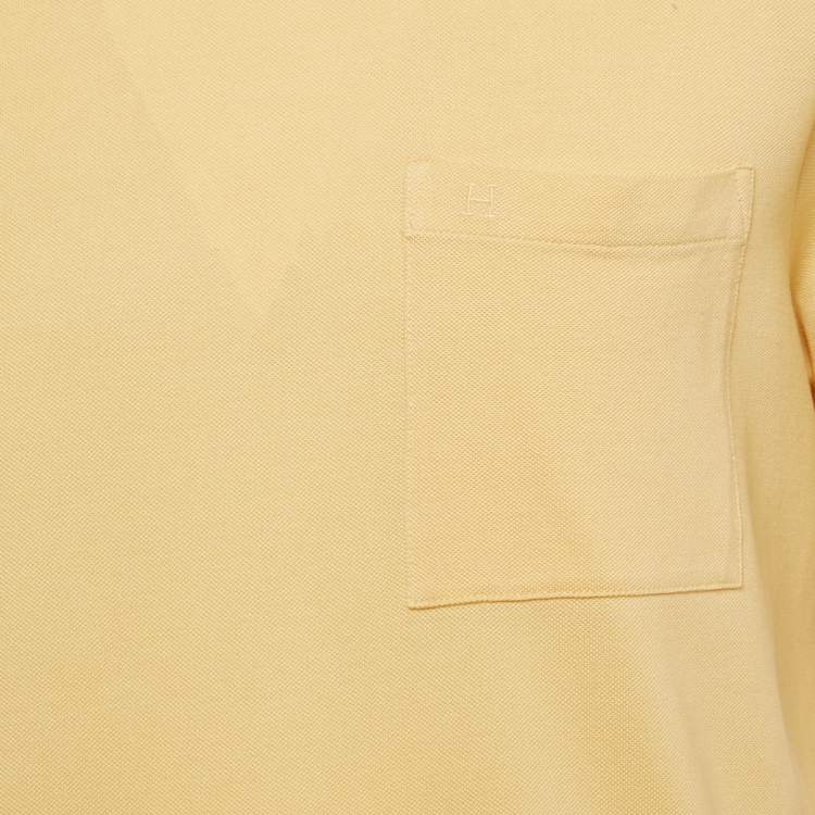 Pre Owned Hermès Yellow H Embroidered Cotton Crewneck T-Shirt M 
