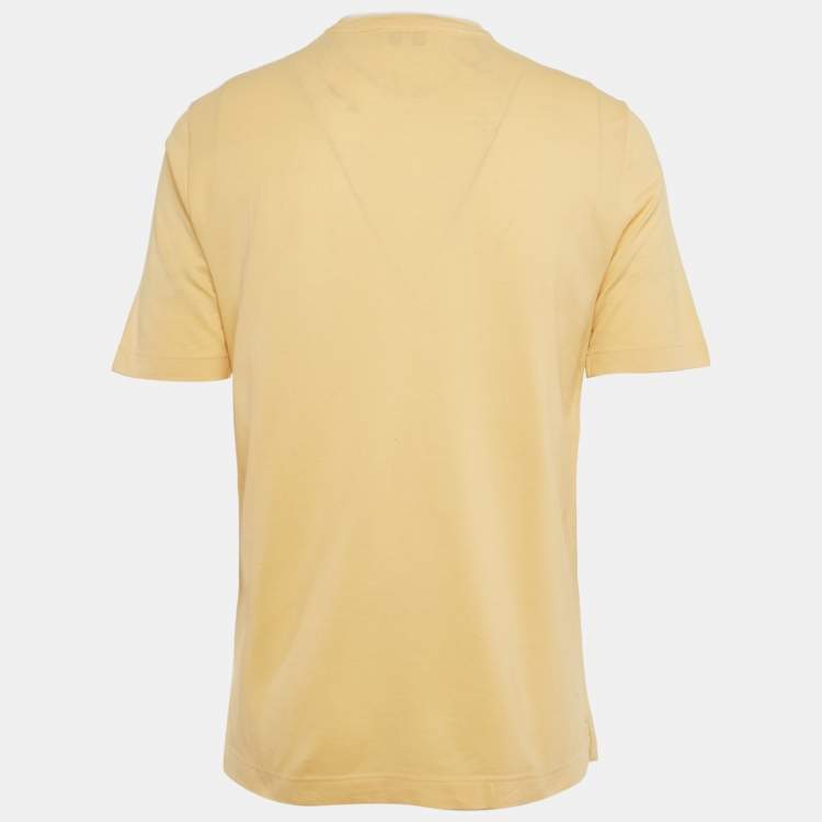 Pre Owned Hermès Yellow H Embroidered Cotton Crewneck T-Shirt M 