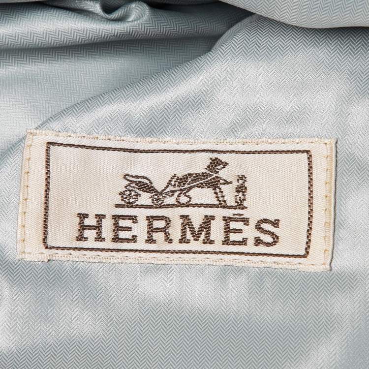 Pre Owned Hermes Grey Nylon Quilted Button Front Vest S 