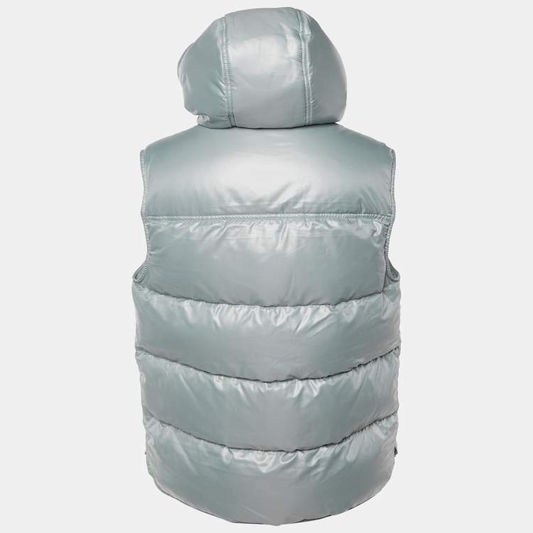 Pre Owned Hermes Grey Nylon Quilted Button Front Vest S 