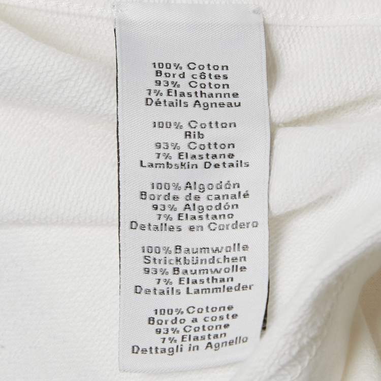 Pre Owned Hermes White Cotton Leather Detail T-Shirt M