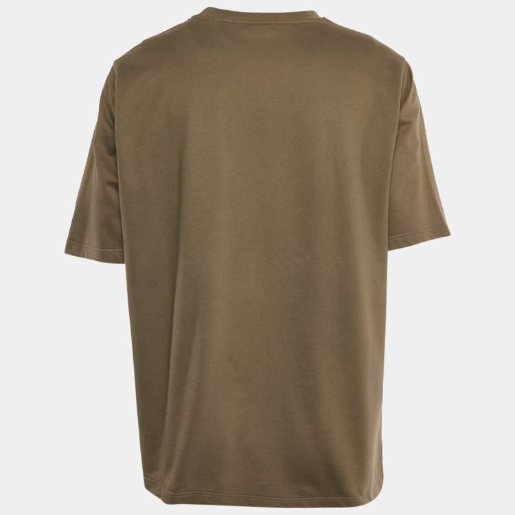 Pre Owned Hermes Olive Green Embroidered Cotton T-Shirt XXL 