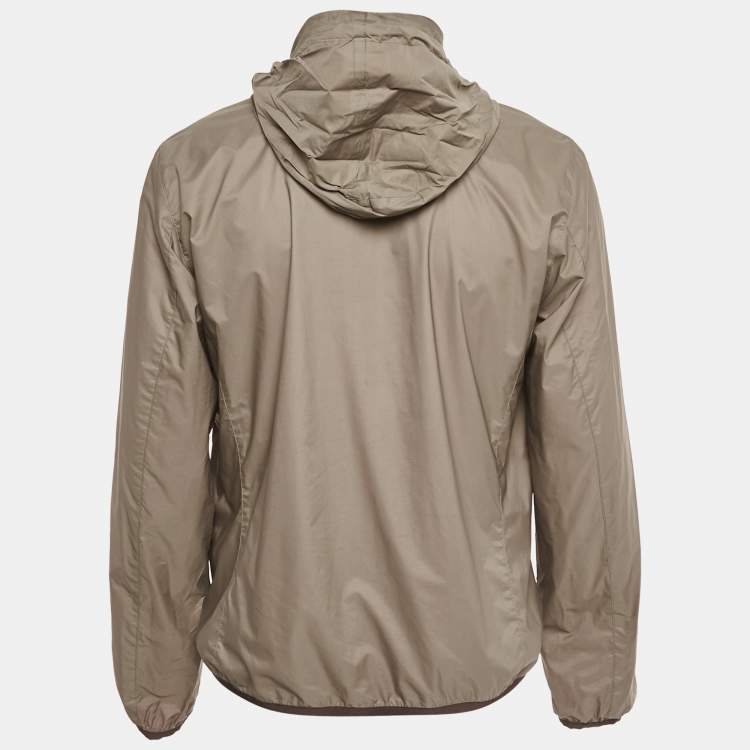 Pre Owned Hermès Orange/Grey Nylon Reversible Jacket L