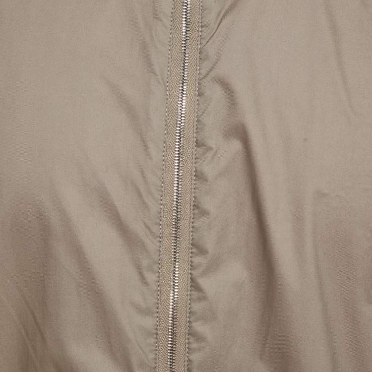 Pre Owned Hermès Orange/Grey Nylon Reversible Jacket L