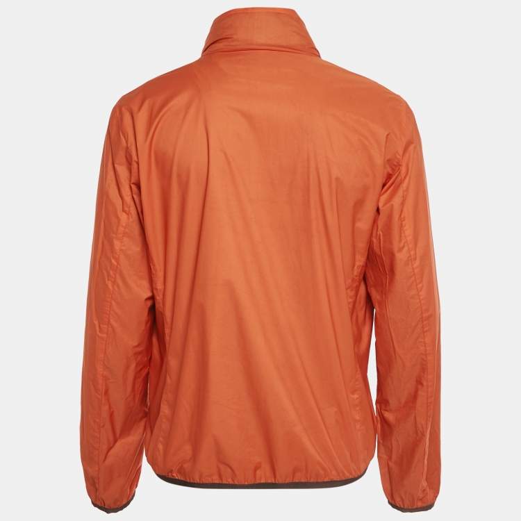 Pre Owned Hermès Orange/Grey Nylon Reversible Jacket L