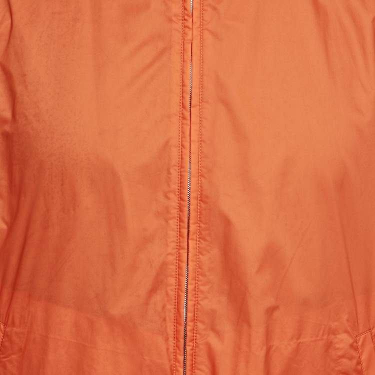 Pre Owned Hermès Orange/Grey Nylon Reversible Jacket L