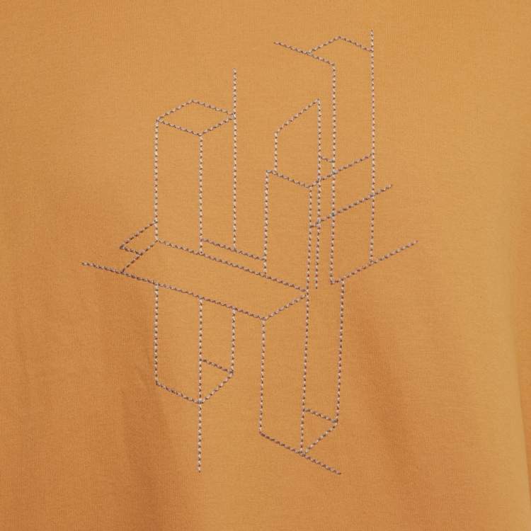 Pre Owned Hermes Orange Jersey "H 3D" Crewneck T-Shirt XXL 