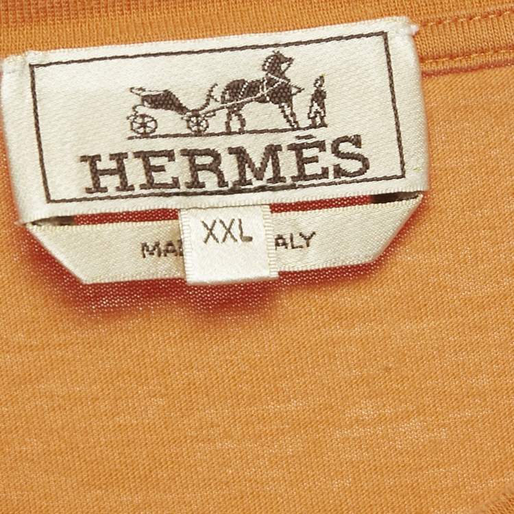 Pre Owned Hermes Orange Jersey "H 3D" Crewneck T-Shirt XXL 