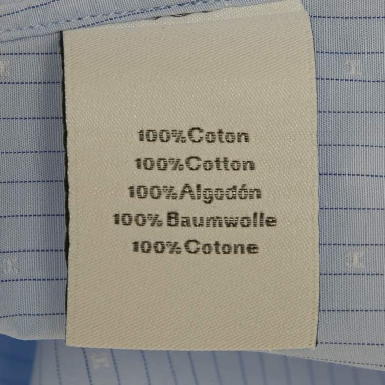 Pre Owned Hermes Blue Striped Cotton Long Sleeve Shirt 4XL