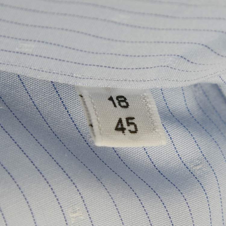 Pre Owned Hermes Blue Striped Cotton Long Sleeve Shirt 4XL