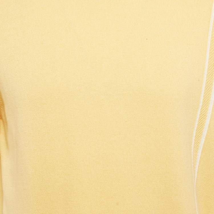 Pre Owned Hermes Yellow Cotton Blend Short Sleeve Jumper M