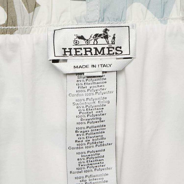 Pre Owned Hermes White Printed Synthetic Swim Shorts XXL 