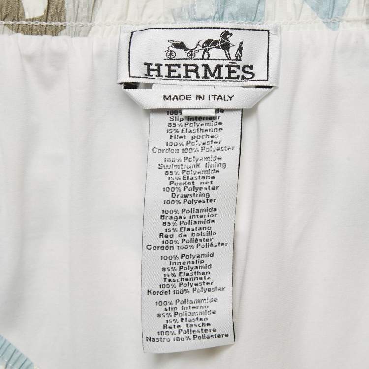 Pre Owned Hermes White Printed Synthetic Swim Shorts XXL 