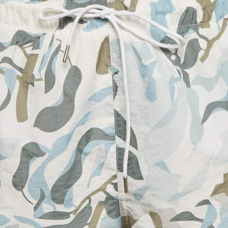 Pre Owned Hermes White Printed Synthetic Swim Shorts XXL 