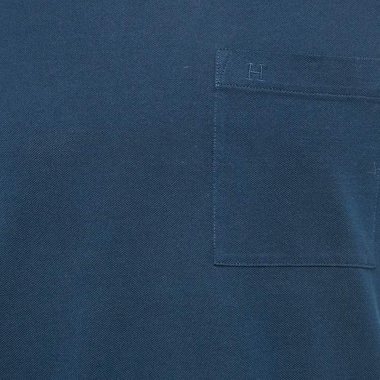 Pre Owned Hermes Navy Blue Pique Crewneck T-Shirt S