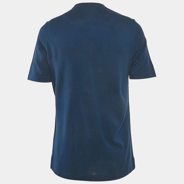 Pre Owned Hermes Navy Blue Pique Crewneck T-Shirt S