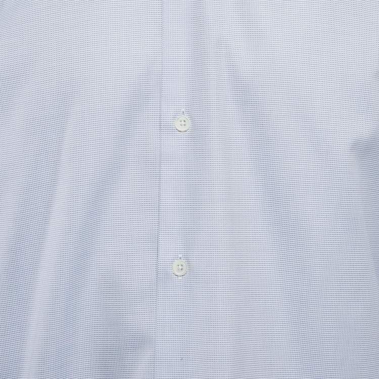 مملوكة مسبقًا قميص هيرمس قطن أزرق بنمط كامل الأكمام مقاس ميديوم