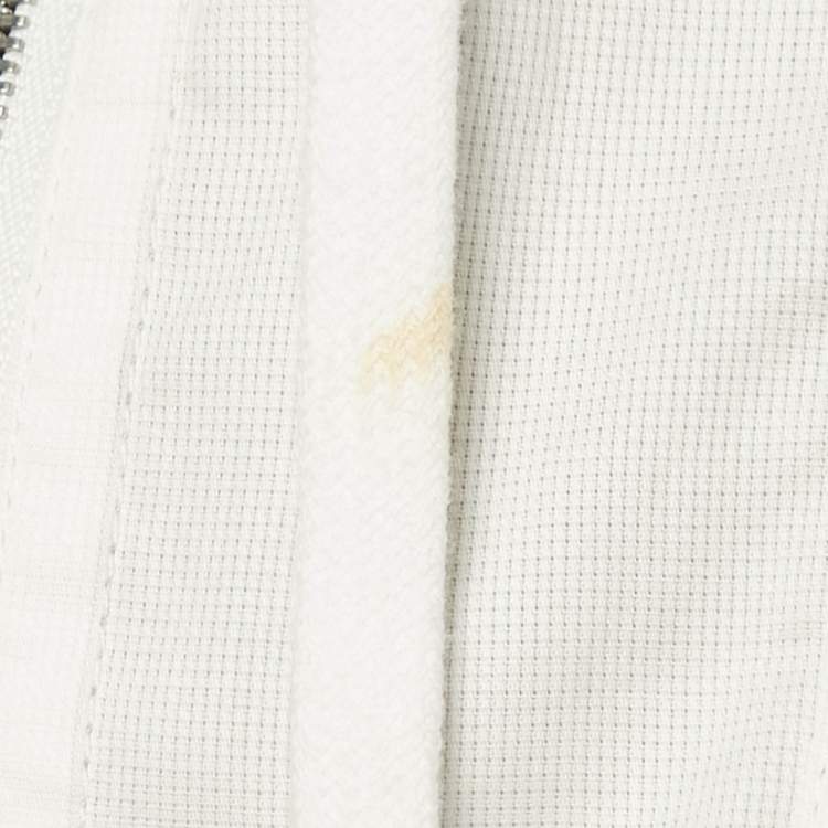 Pre Owned Hermès Grey/White Cotton Pocket Detail Jacket S