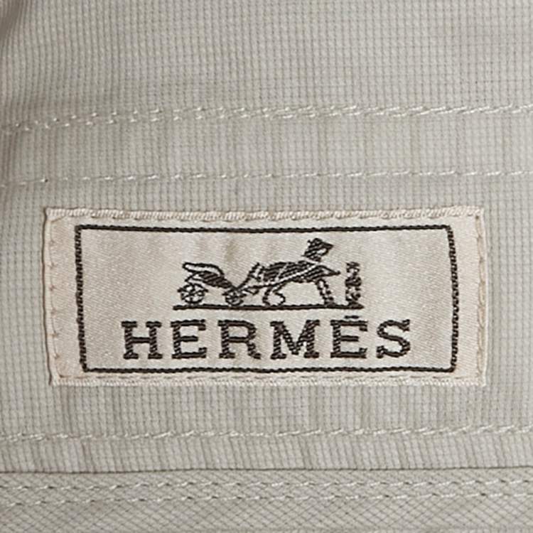 Pre Owned Hermès Grey/White Cotton Pocket Detail Jacket S