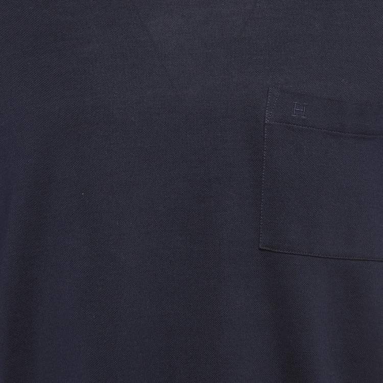 Pre Owned Hermes Navy Blue Pique Crew Neck T-Shirt XL