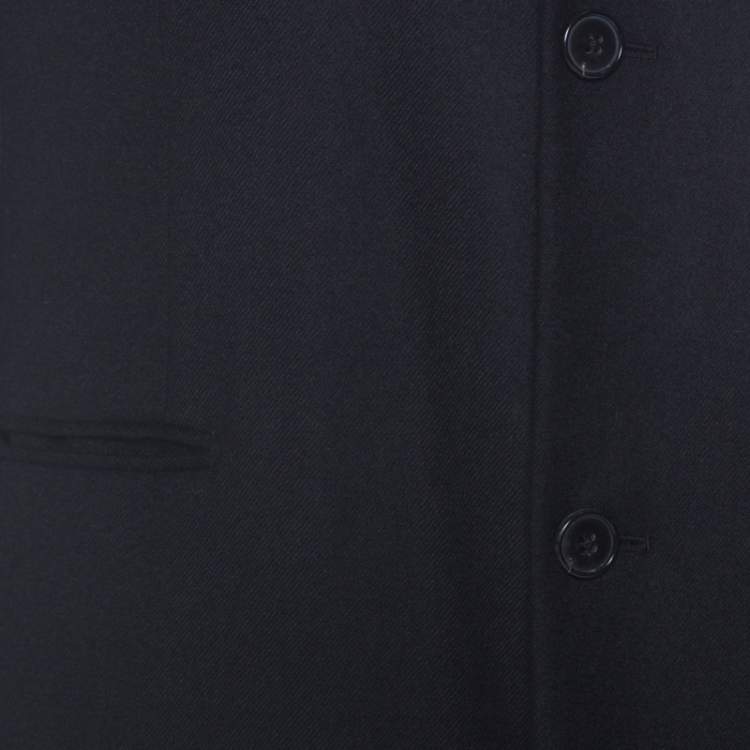 Pre Owned Hermes Black Cashmere Stand Up Collar Blazer L