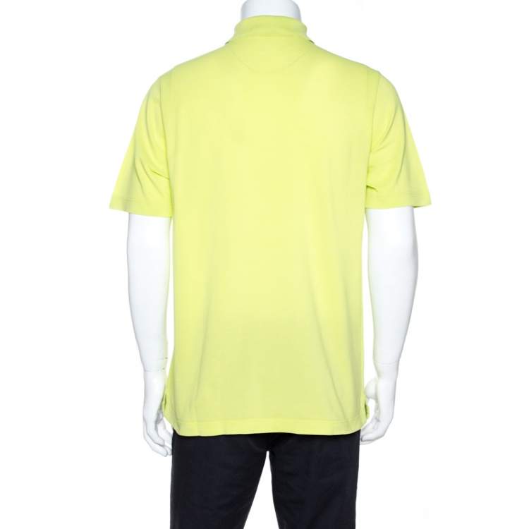 Pre Owned Hermes Fluorescent Cotton Pique Polo T Shirt XL 
