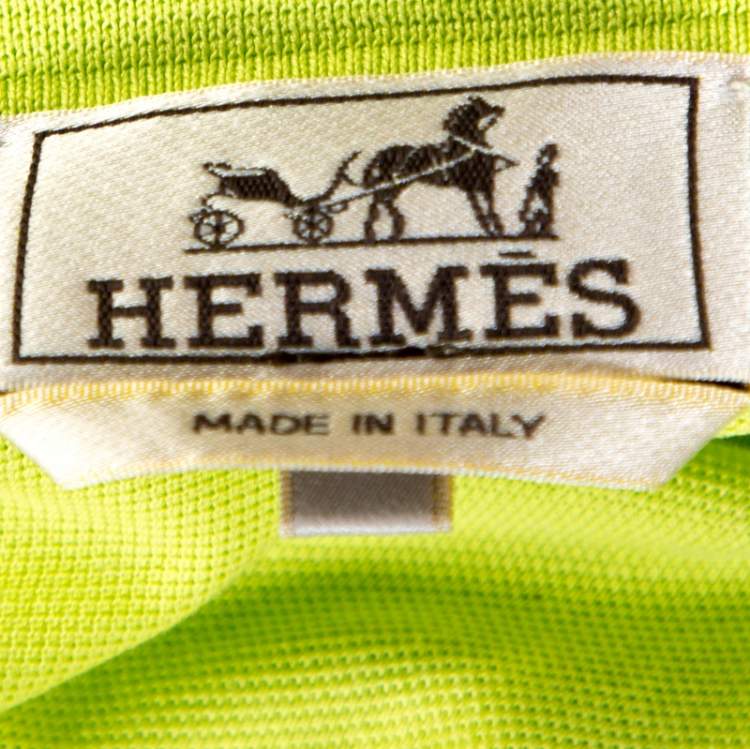 Pre Owned Hermes Fluorescent Cotton Pique Polo T Shirt XL 