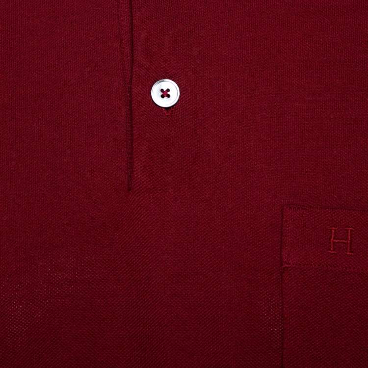 Pre Owned Hermes Maroon Cotton Pique Short Sleeve Polo T-Shirt M