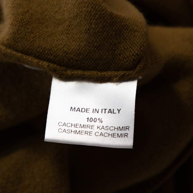 Pre Owned Hermes Tan Brown Rib Knit Cashmere Long Sleeve Sweater M