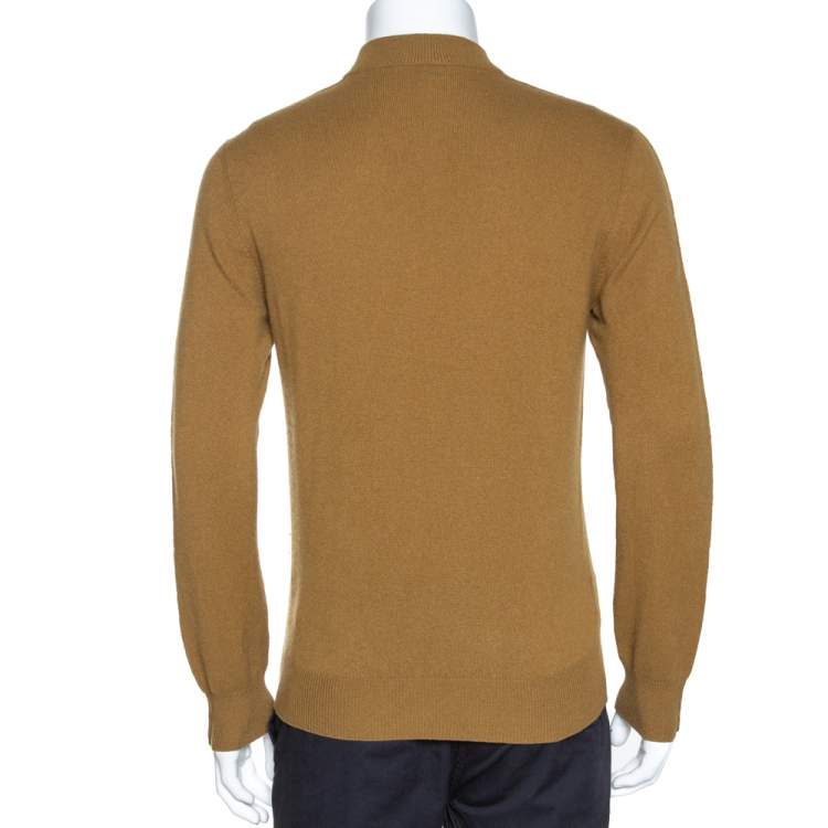 Pre Owned Hermes Tan Brown Rib Knit Cashmere Long Sleeve Sweater M
