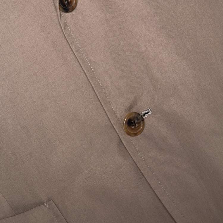 Pre Owned Hermes Dark Khaki Cotton Light Weight Two Buttoned Jacket XL 